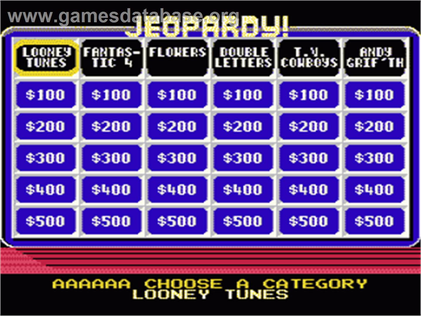 Jeopardy! Junior Edition - Nintendo NES - Artwork - In Game