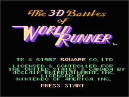 Title screen of 3D World Runner on the Nintendo NES.