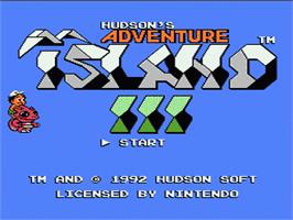 Title screen of Adventure Island 3 on the Nintendo NES.