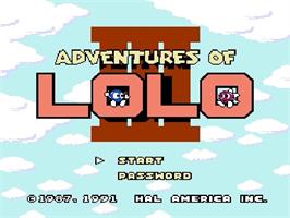 Title screen of Adventures of Lolo  3 on the Nintendo NES.