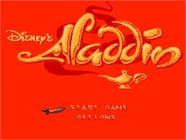 Title screen of Aladdin on the Nintendo NES.
