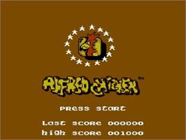 Title screen of Alfred Chicken on the Nintendo NES.