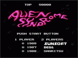 Title screen of Alien Syndrome on the Nintendo NES.