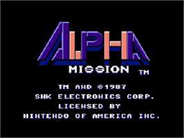 Title screen of Alpha Mission on the Nintendo NES.