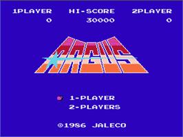 Title screen of Argus on the Nintendo NES.