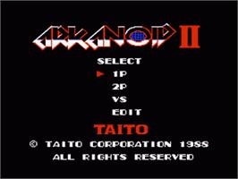 Title screen of Arkanoid - Revenge of DOH on the Nintendo NES.