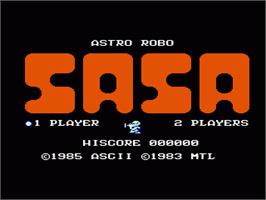 Title screen of Astro Robo Sasa on the Nintendo NES.