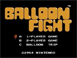 Title screen of Balloon Fight on the Nintendo NES.