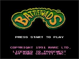 Title screen of Battle Toads on the Nintendo NES.