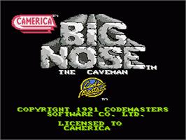 Title screen of Big Nose the Caveman on the Nintendo NES.