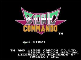 Title screen of Bionic Commando on the Nintendo NES.