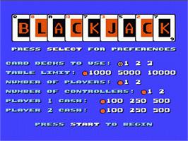 Title screen of Blackjack on the Nintendo NES.