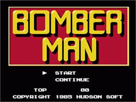 Title screen of Bomberman on the Nintendo NES.