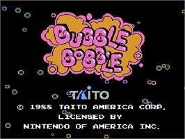 Title screen of Bubble Bobble on the Nintendo NES.