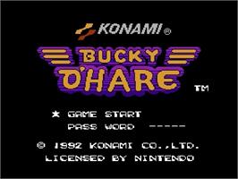 Title screen of Bucky O'Hare on the Nintendo NES.