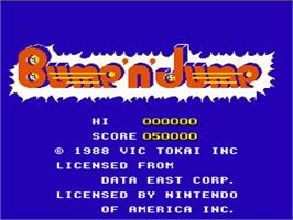 Title screen of Bump 'n' Jump on the Nintendo NES.