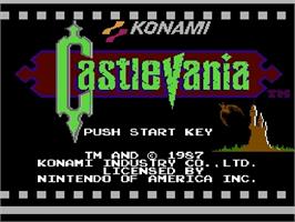 Title screen of Castlevania on the Nintendo NES.