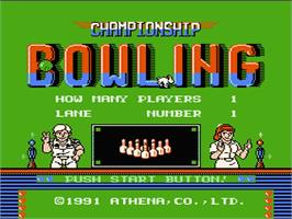 Title screen of Championship Bowling on the Nintendo NES.