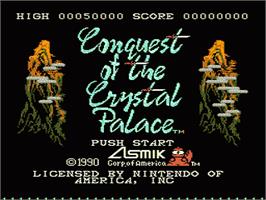 Title screen of Conquest of the Crystal Palace on the Nintendo NES.