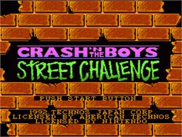 Title screen of Crash 'N the Boys: Street Challenge on the Nintendo NES.