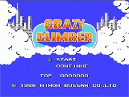 Title screen of Crazy Climber on the Nintendo NES.