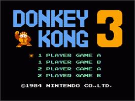 Title screen of Donkey Kong 3 on the Nintendo NES.