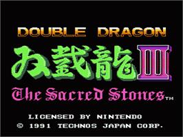 Title screen of Double Dragon 3 - The Rosetta Stone on the Nintendo NES.