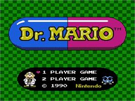 Title screen of Dr. Mario on the Nintendo NES.