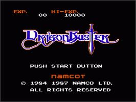 Title screen of Dragon Buster on the Nintendo NES.