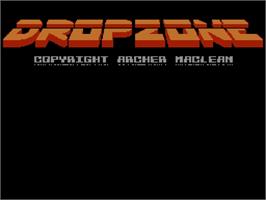 Title screen of Dropzone on the Nintendo NES.