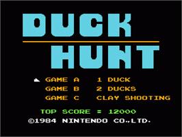 Title screen of Duck Hunt on the Nintendo NES.