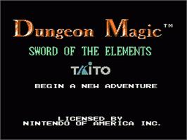Title screen of Dungeon Magic: Sword of the Elements on the Nintendo NES.