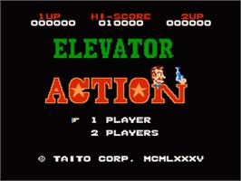 Title screen of Elevator Action on the Nintendo NES.