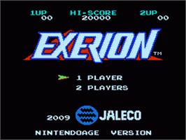 Title screen of Exerion on the Nintendo NES.