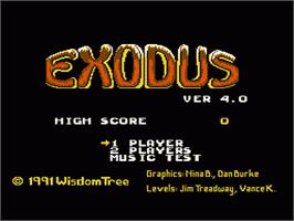 Title screen of Exodus: Journey to the Promised Land on the Nintendo NES.