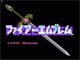 Title screen of Fire Emblem on the Nintendo NES.