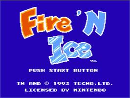 Title screen of Fire and Ice on the Nintendo NES.