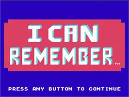 Title screen of Fisher-Price: I Can Remember on the Nintendo NES.