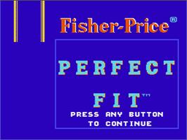Title screen of Fisher-Price: Perfect Fit on the Nintendo NES.