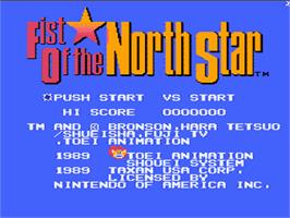 Title screen of Fist Of The North Star on the Nintendo NES.