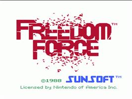 Title screen of Freedom Force on the Nintendo NES.