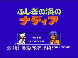 Title screen of Fushigi no Umi no Nadia on the Nintendo NES.