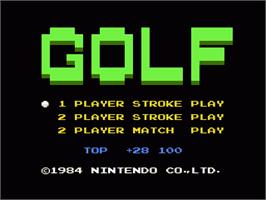 Title screen of Golf on the Nintendo NES.