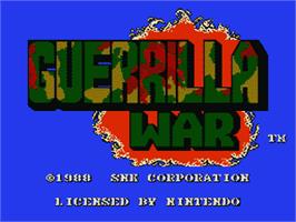 Title screen of Guerrilla War on the Nintendo NES.