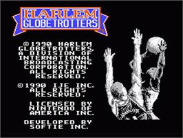 Title screen of Harlem Globetrotters on the Nintendo NES.