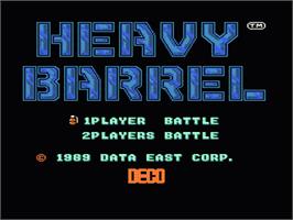Title screen of Heavy Barrel on the Nintendo NES.