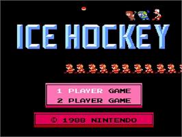 Title screen of Ice Hockey on the Nintendo NES.