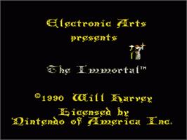 Title screen of Immortal on the Nintendo NES.