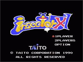 Title screen of Insector-X on the Nintendo NES.