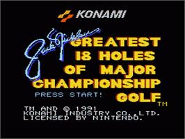 Title screen of Jack Nicklaus' Greatest 18 Holes of Major Championship Golf on the Nintendo NES.